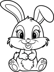 rabbit cartoon vector coloring page