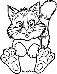 coloring page cat vector