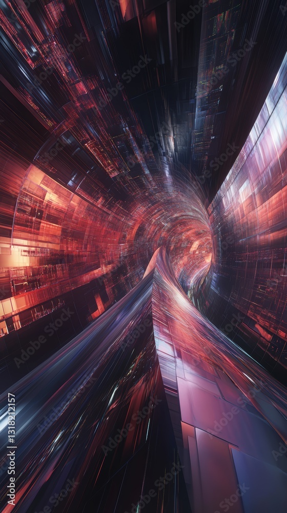Canvas Prints journey through a vibrant abstract digital tunnel that showcases dynamic motion and striking colors,