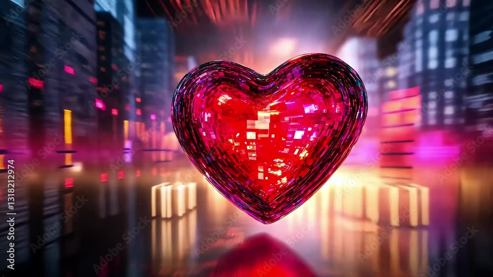 Poster Vibrant heart shape movement background creates a mesmerizing visual display of love and emotion, heart shape movement background