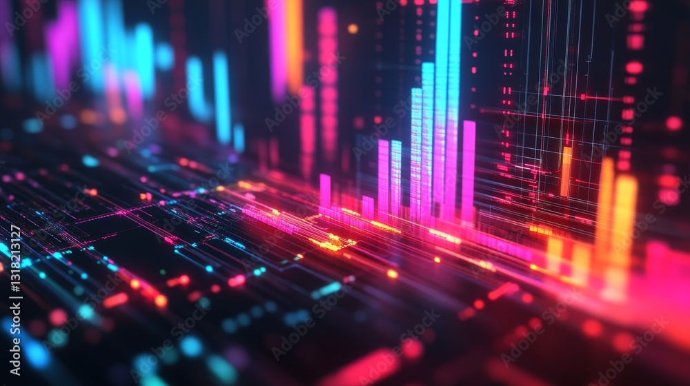 Canvas Prints explore a vibrant abstract digital background featuring colorful data flow patterns. this stunning v