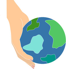 Hand holding planet earth design vector,earth day design illustration, happy earth day image ,hand hold planet earth on white background 