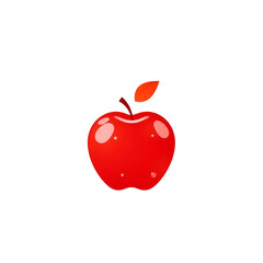 A shiny red apple with a vibrant green leaf, symbolizing freshness and health.