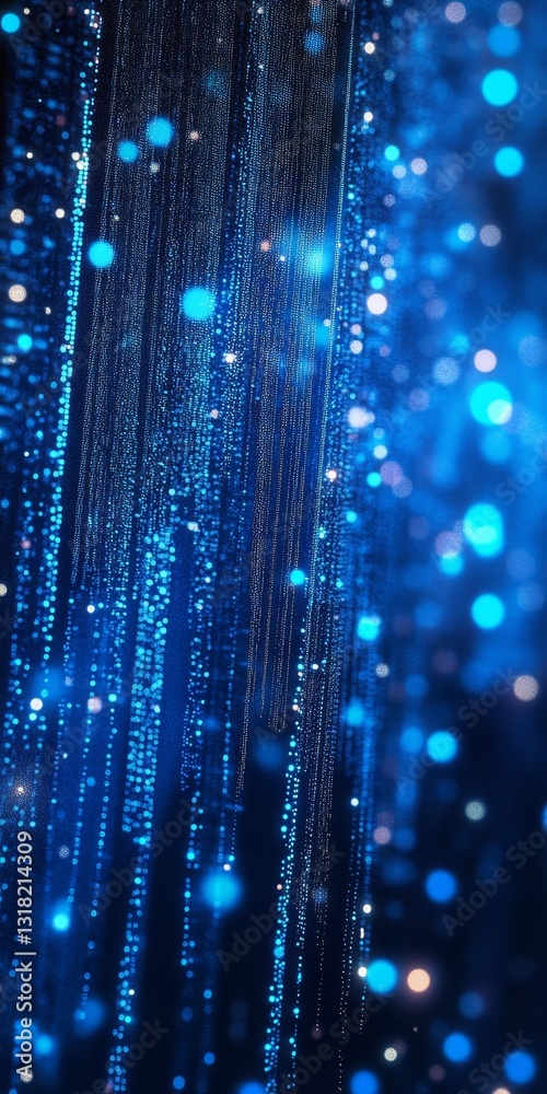 Wall mural experience a dynamic visual of vibrant blue light trails in an abstract background, creating a stunn