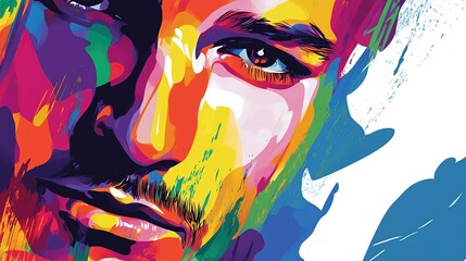 Fototapeta premium Abstract Colorful Portrait. Vibrant and Expressive Face Depiction, Blending Shades and Hues for Dynamic Emotional Art.