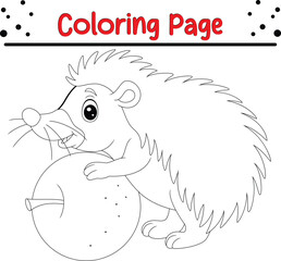 Hedgehog Coloring Page. Jungle animal coloring book