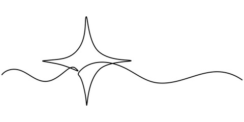 hand draw doodle stars illustration in continuous line arts style vector, Continuous one line drawing three star. Sketch vector illustration, Star Shapes Continuous Line Icon, One line  Drawing.