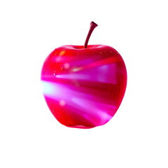 A shiny red apple with a bright lens flare effect, set against a transparent background, evoking freshness and vibrancy.