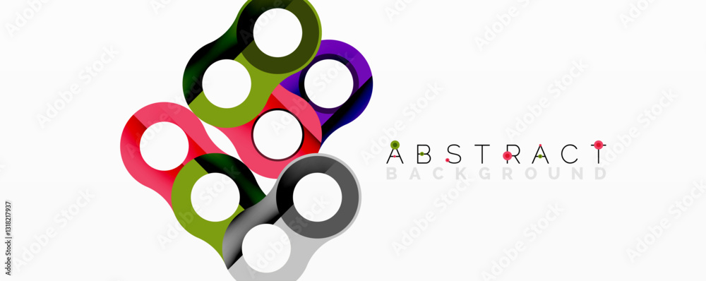 Poster Abstract circle element composition with overlapping circular and tubular shapes featuring smooth gradients, transparency effects, and dynamic layering