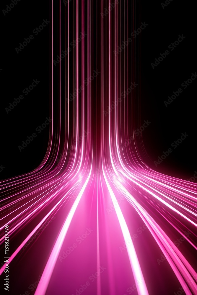 Wall mural experience the captivating beauty of bright pink neon lights creating mesmerizing abstract patterns.