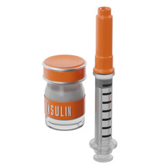 Insulin bottle and syringe. 3d illustration