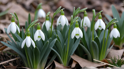Fototapeta premium the first presages of spring white snowdrops
