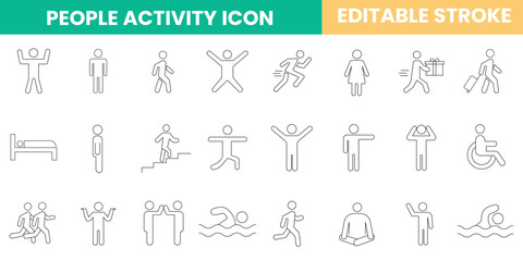 Obraz premium people icon set, icons persons set, people icon vector, customizable stroke 