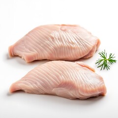 Two Raw Fish Fillet on White Background