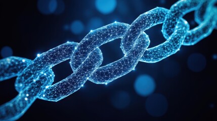 Futuristic Digital Chain Link with Glowing Connections and Nodes