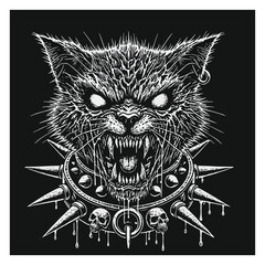 black and white cat head