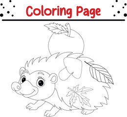 Cute Hedgehog Coloring Page. Jungle animal coloring book