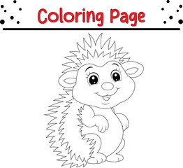 Happy Hedgehog Coloring Page. Jungle animal coloring book