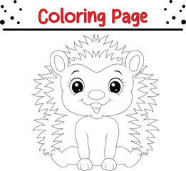 Happy Hedgehog Coloring Page. Jungle animal coloring book