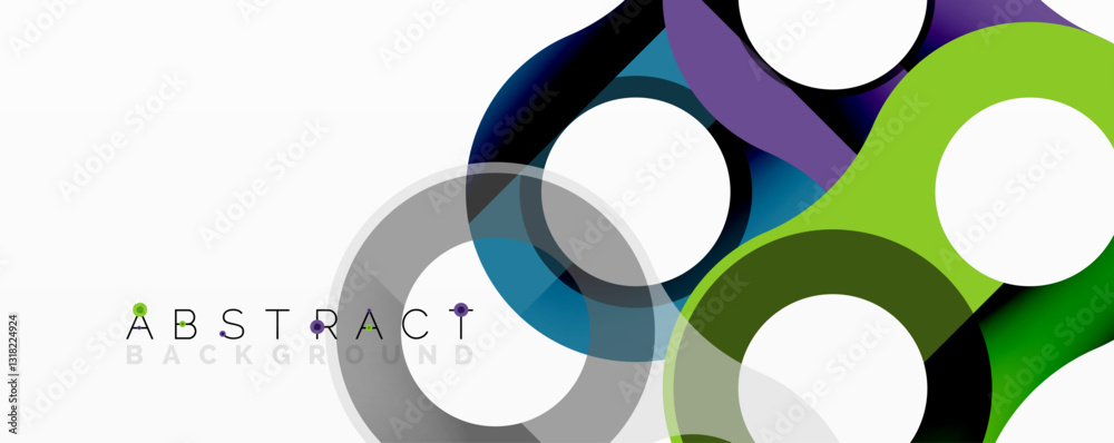 Poster Abstract geometric pattern with interlocking circular and tubular shapes featuring smooth gradients, sharp contrasts, and dynamic layering
