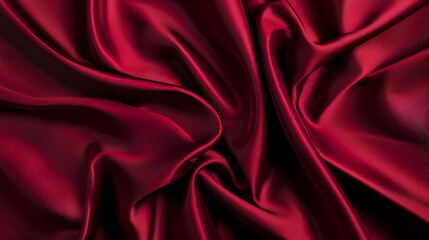 Obraz premium Luxurious Deep Red Silk Fabric With Elegant Drapes And Smooth Shiny Texture Ideal For Background Use