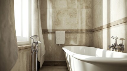 A compact towel rail mounted on the bathroom wall, holding lightweight hand towels.
