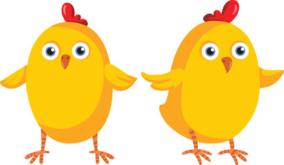 Chicken Mascot on White Background Vector Cartoon Illustration. Cheerful little chick being adorable and cute 

