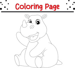 Rhino animal coloring book page 