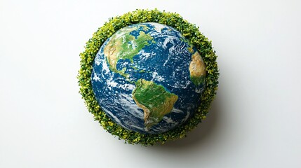 Earth, Green Border, White Background