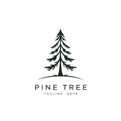 Minimalist Pine Tree Logo Design with Modern Typography in Green and White