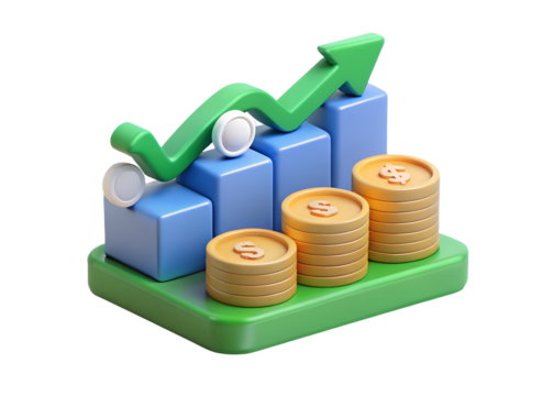 business graph on transparent background - Powered by Adobe