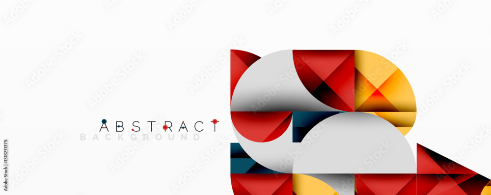 Aufkleber Abstract geometric artwork with overlapping circles and gradients, circle square triangle shapes background featuring sharp angular cuts, smooth shading, and structured layered composition