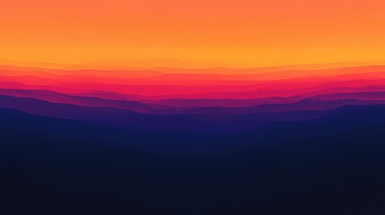 Obraz premium Gradient Layers of Mountains Landscape in Shades of Orange Red and Purple