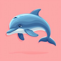 Fototapeta premium Geometric Dolphin Illustration Against a Gradient Pastel Background