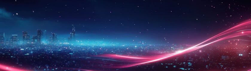 Scifi futuristic celebration backdrop with a glowing sun casting cyberpunkstyle reflections