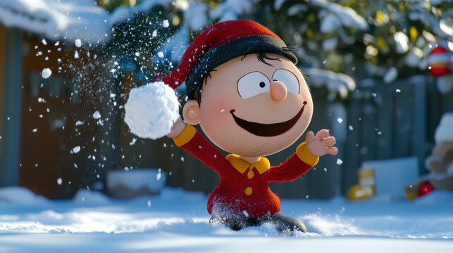 Dennis the Menace in a Snowball Fight