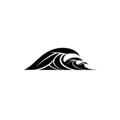 Abstract Black Wave Icon With Minimalistic Ocean-Themed Design