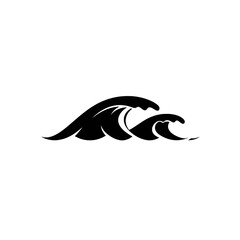 Abstract Black Ocean Wave Icon Symbolizing Nature and Marine Energy