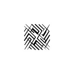 Abstract Geometric Maze Design with Black Lines on White Background
