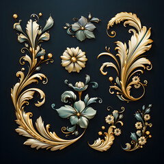 Digital technology baroque design element icon