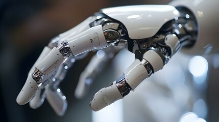 AI Machine learning Hands of robot and human