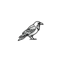 Colorful Illustration of a Crow Standing Against a White Background