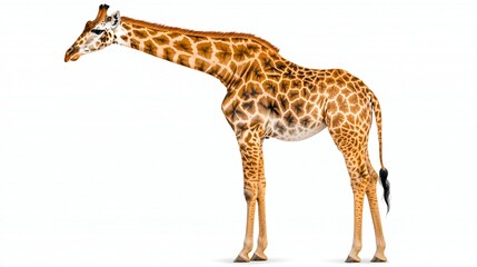 Obraz premium Giraffe profile against white