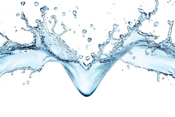 Water splash, V-shape, isolated on white background.
