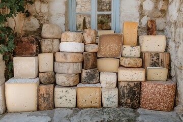 Village Cheese Stack, Rustic Window