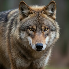 Naklejka premium Captivating Wolf Portrait with a Wild and Fierce Expression