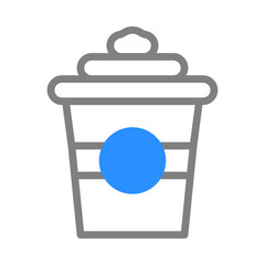 Coffee cup icon with whipped cream.  Concept of coffee, beverage, and cafe.