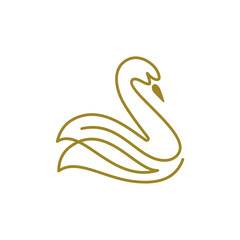 Swan Logo Template, Swan Lineart Logo Golden Royal Premium Elegant Design