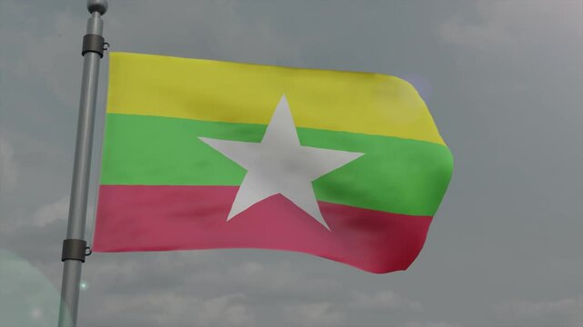 myanmar country flag waving