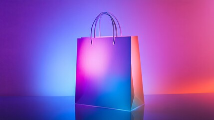A glowing paper shopping bag styled with vibrant colors and subtle branding. pic